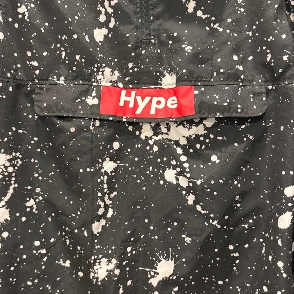 Carbon Hype Windbreaker Black and White Splatter Design Pullover. Size L - Picture 5 of 8